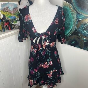 Cotton Candy Black Floral Dress